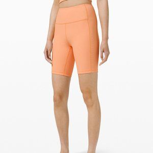 Lululemon pink/peach RIBBED CONTOURED HIGH-RISE SHORT 8"